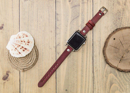 Leather Apple Watch Bands - Ferro Silver Trok Style