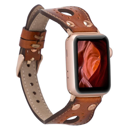 Leather Apple Watch Bands - Ronda Rose Gold Trok Style RST2EF