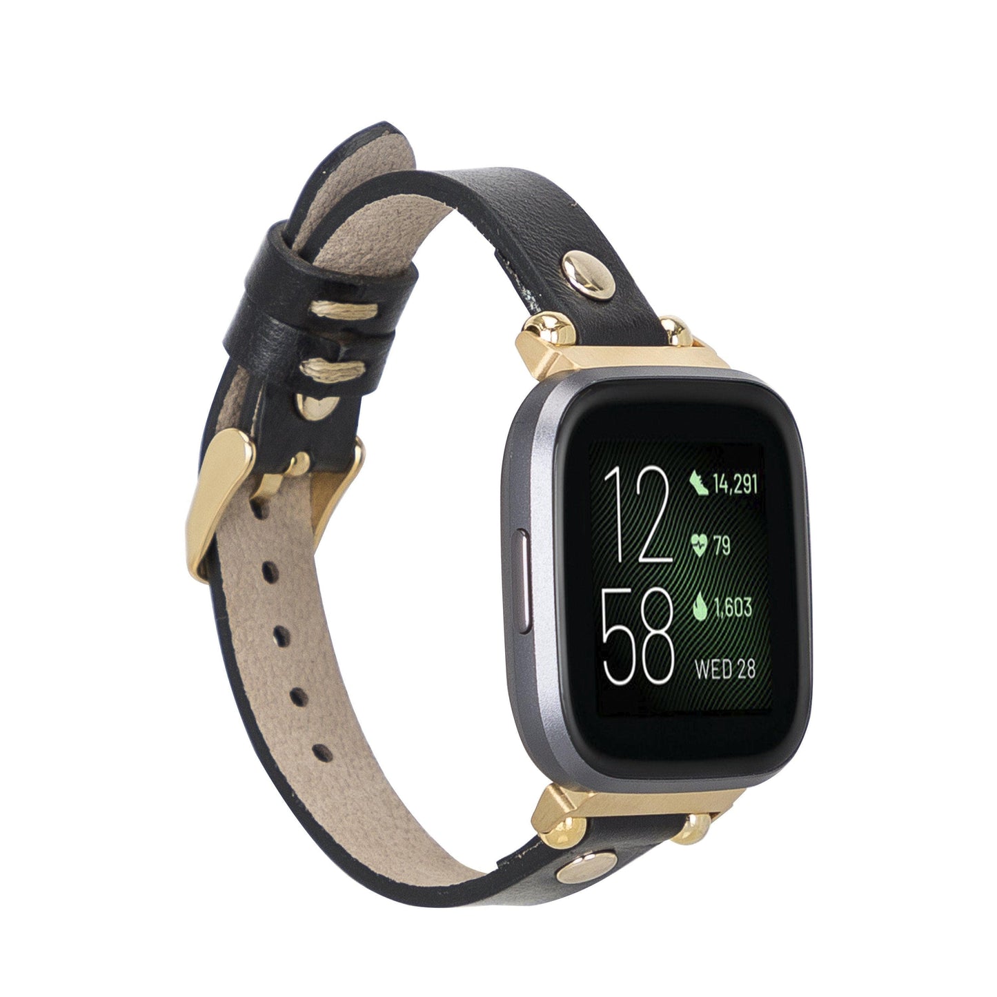 Leather Fitbit Watch Bands - Ferro Gold Trok Style RS01