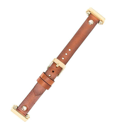 Leather Fitbit Watch Bands - Ferro Gold Trok Style