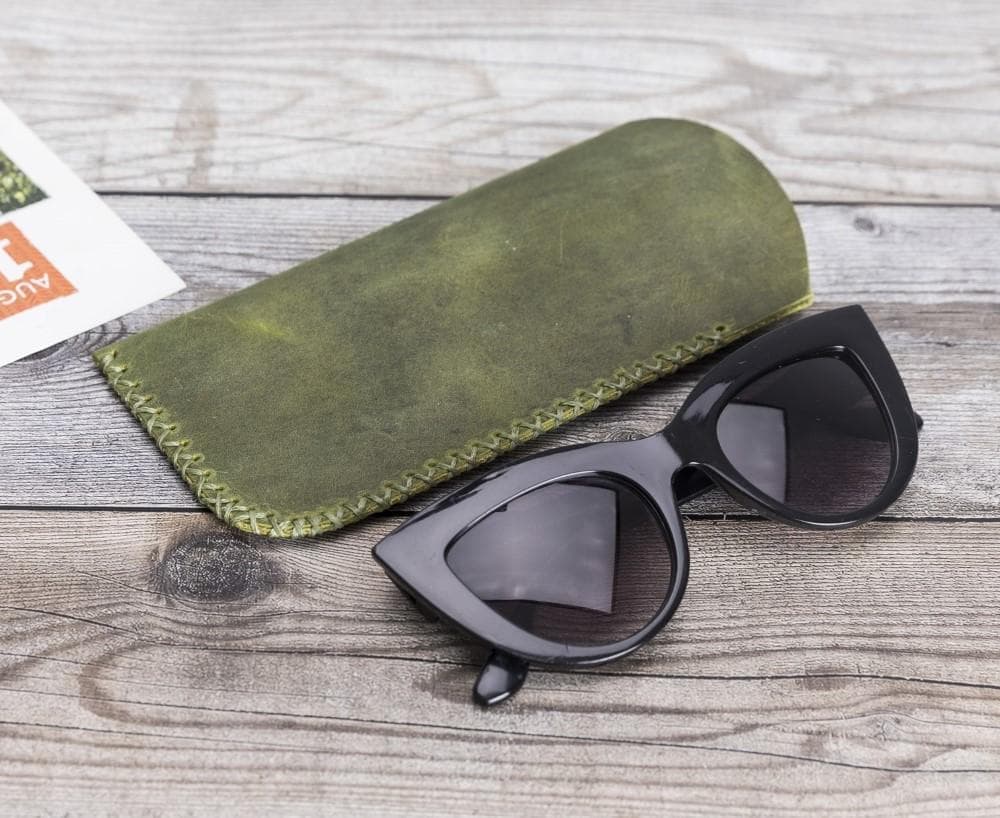 Leather Glasses Case Green