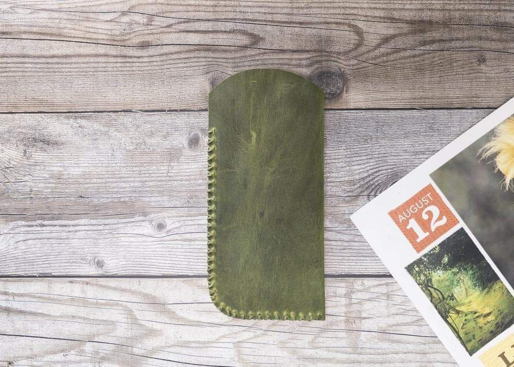 Leather Glasses Case Green