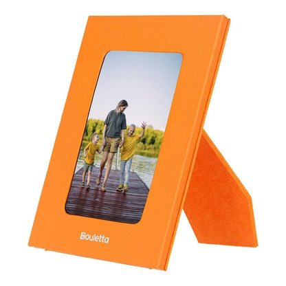 Leather Photo Frame, 22x17cm (15x10 Photo) Orange