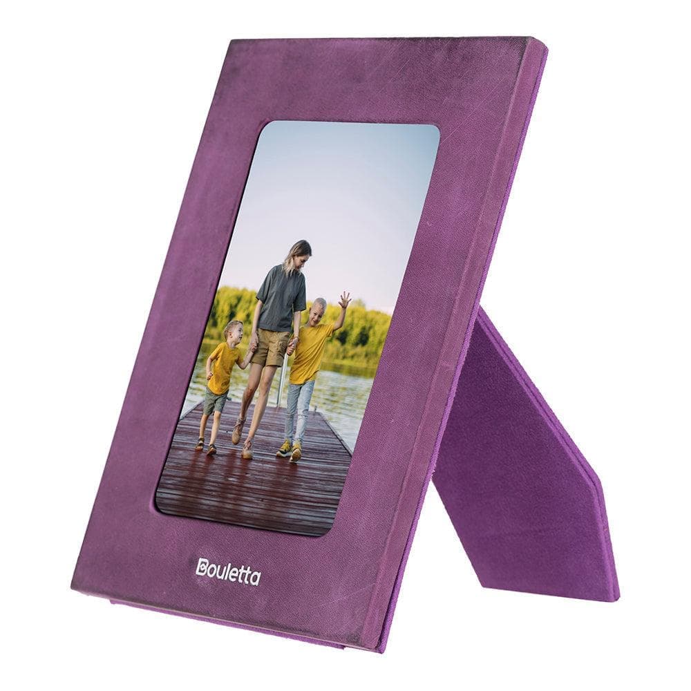 Leather Photo Frame, 22x17cm (15x10 Photo) Antic Purple