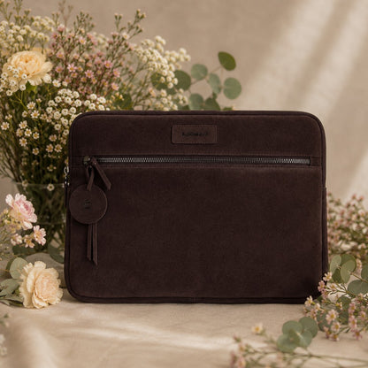 Sand Still Genuine Suede Leather 13-14 Inch MacBook & Laptop Sleeve