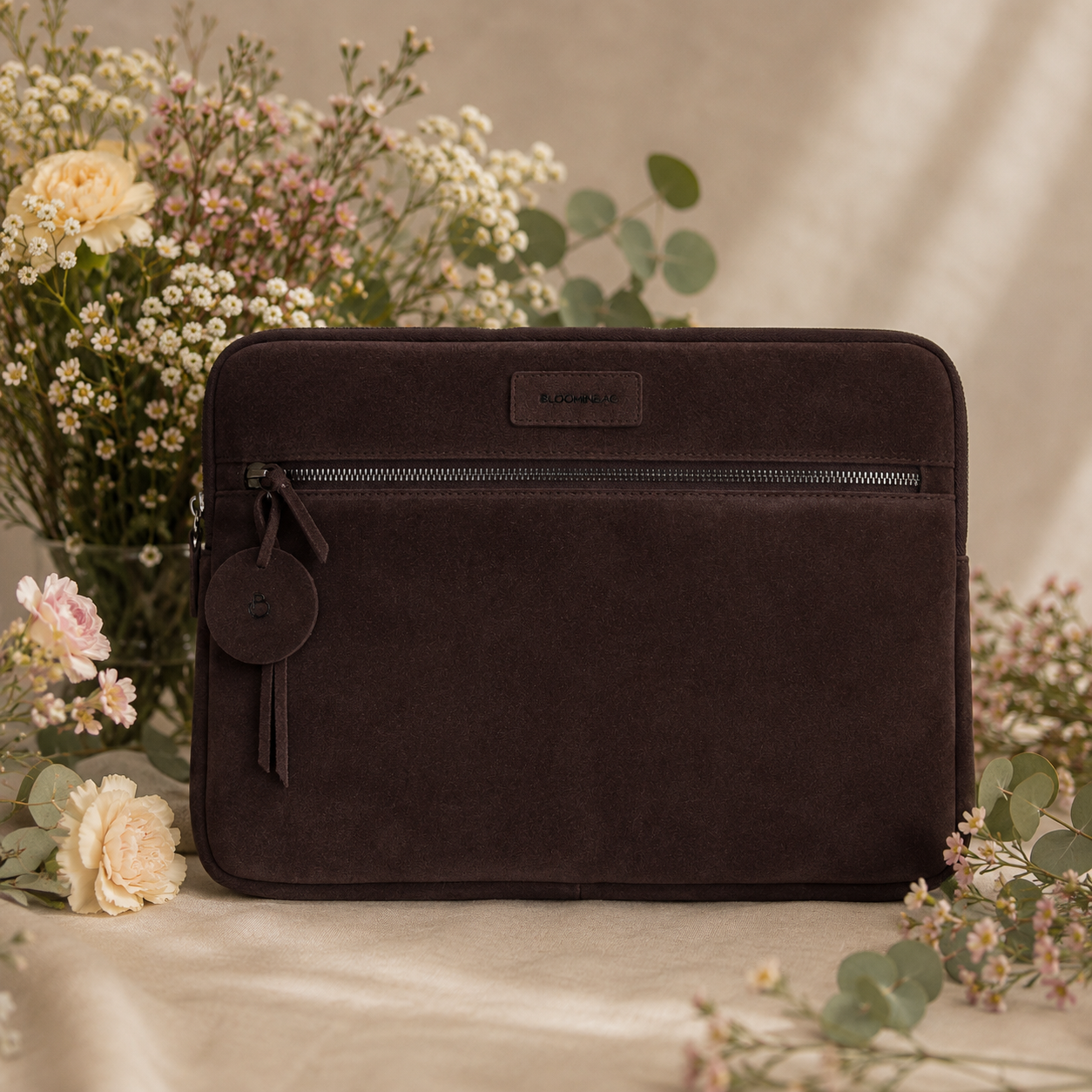Sand Still Genuine Suede Leather 13-14 Inch MacBook & Laptop Sleeve