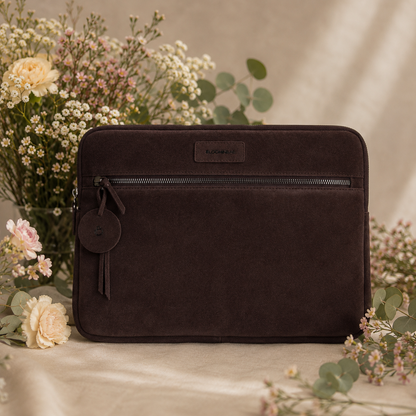 Mocha Still Genuine Suede Leather 15-16 Inch MacBook & Laptop Sleeve
