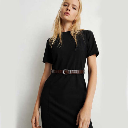 Bloom in Still Women Genuine Leather Belt - Mocha Croco