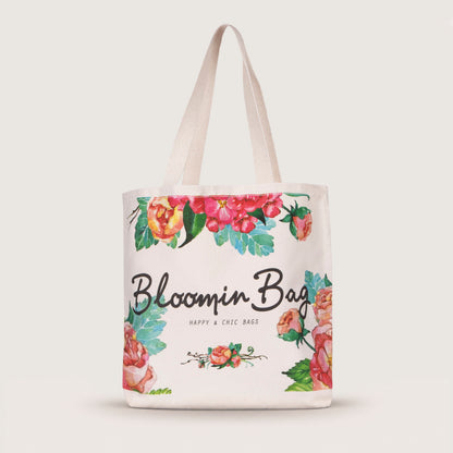 Fiora Club Tote – Floral Cream Canvas Tote Bag