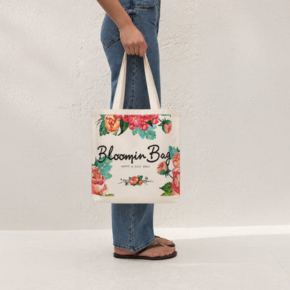 Fiora Club Tote – Floral Cream Canvas Tote Bag