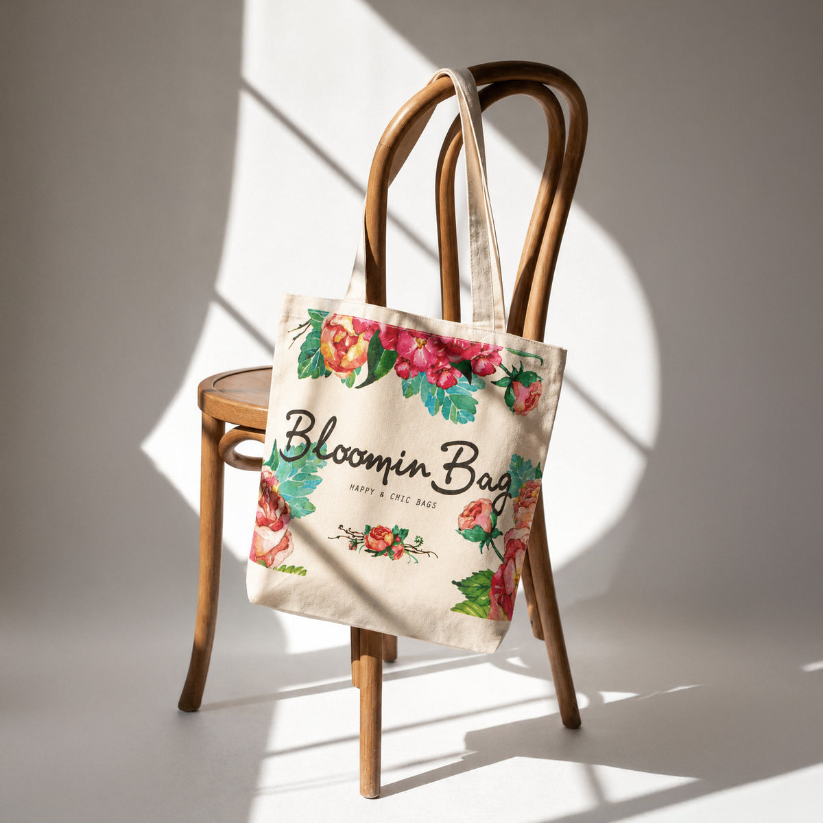Fiora Club Tote – Floral Cream Canvas Tote Bag
