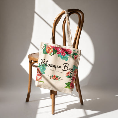 Fiora Club Tote – Floral Cream Canvas Tote Bag