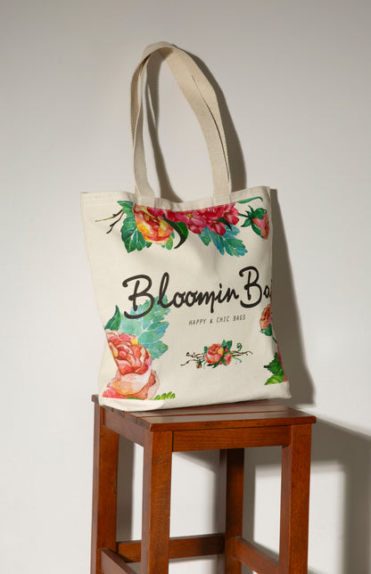 Fiora Club Tote – Floral Cream Canvas Tote Bag