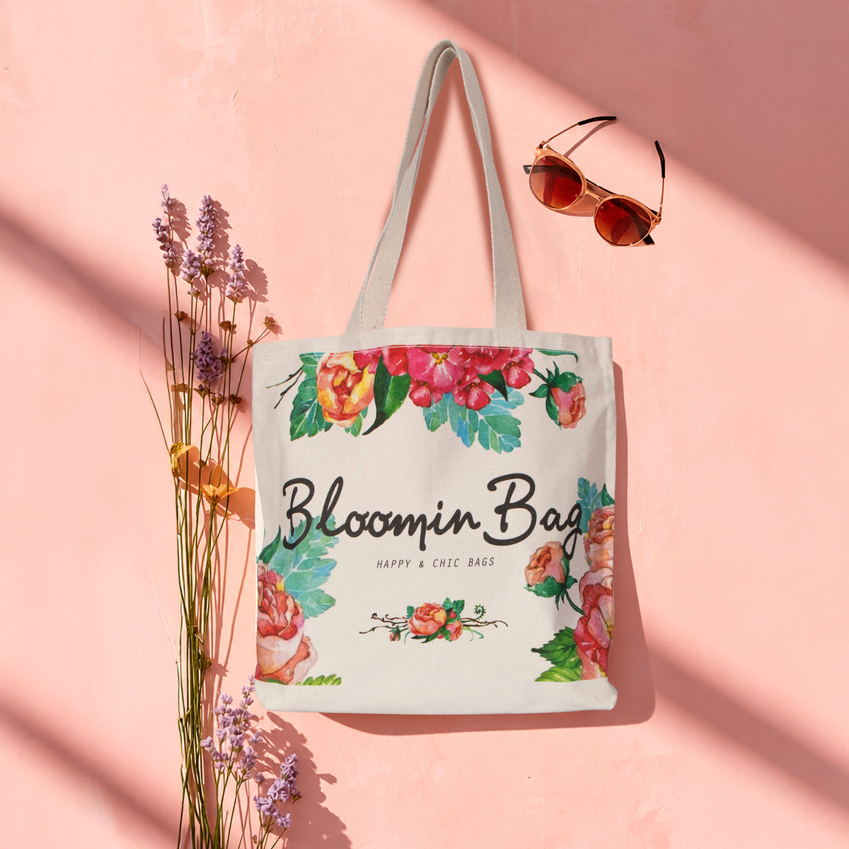 Fiora Club Tote – Floral Cream Canvas Tote Bag
