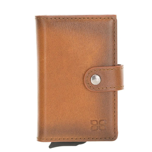 Bouletta Carlov Leather Mechanical Card Holder Rustic Tan