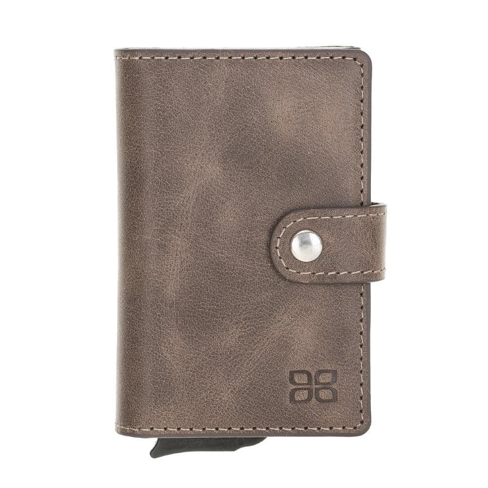 Bouletta Carlov Leather Mechanical Card Holder Tiguan Brown