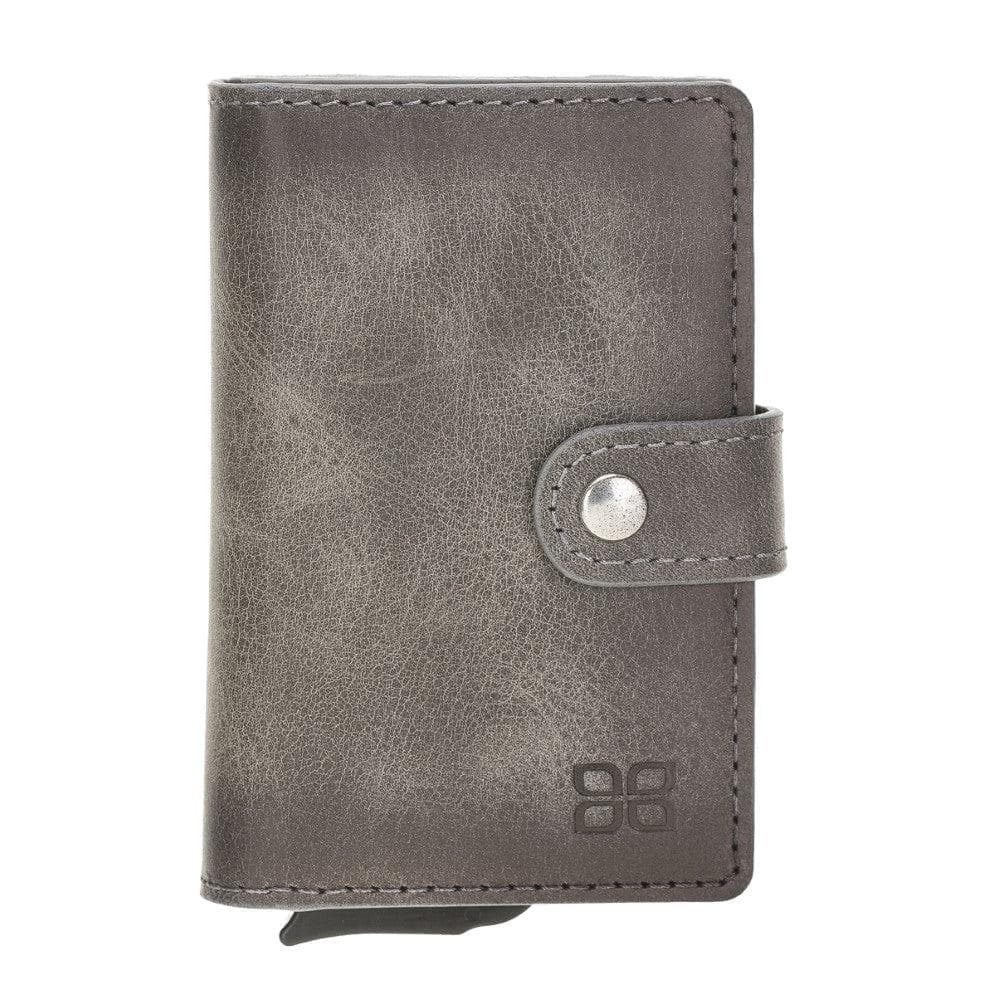 Bouletta Carlov Leather Mechanical Card Holder Tiguan Gray