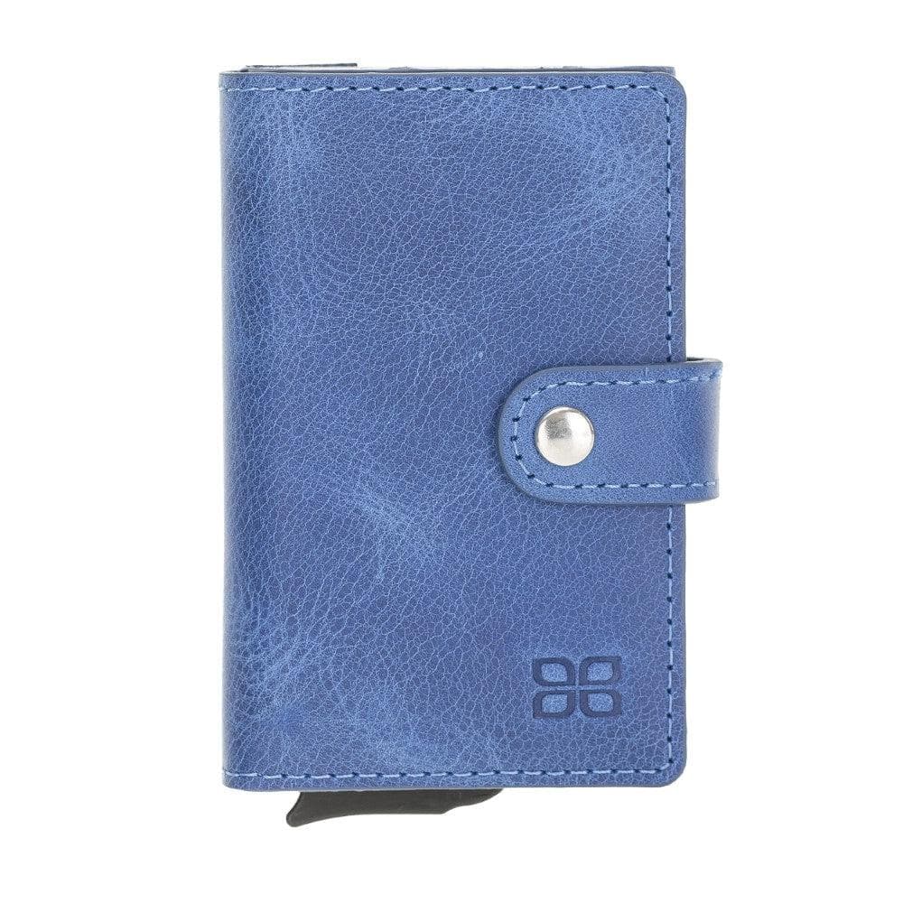 Bouletta Carlov Leather Mechanical Card Holder Sax Blue