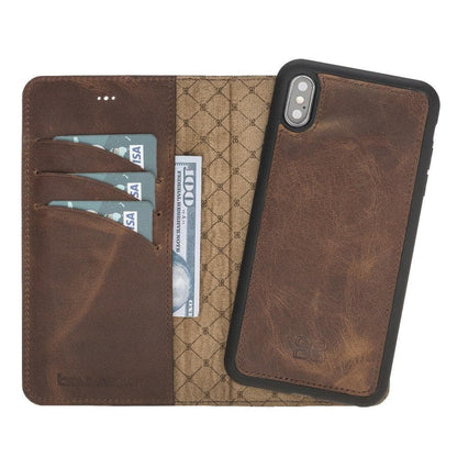 Bouletta Detachable Leather Wallet Case for Apple iPhone X Series iPhone XR / Antic Brown