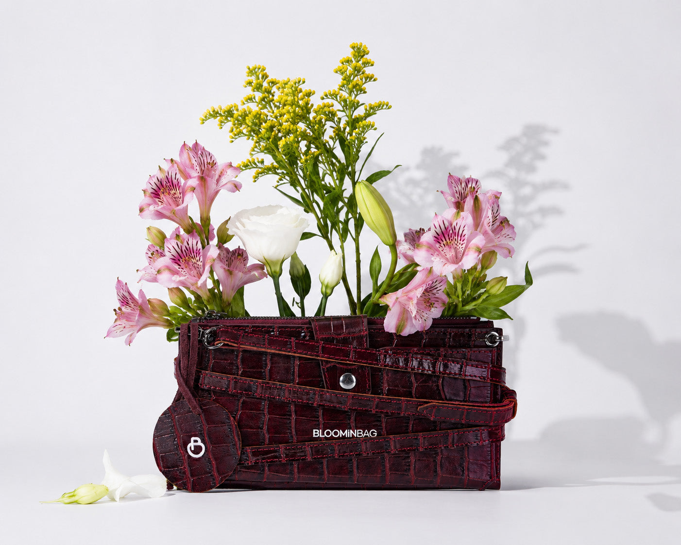 Burgundy Croco Lozan Genuine Suede Leather Crossbody Phone Wallet Bag