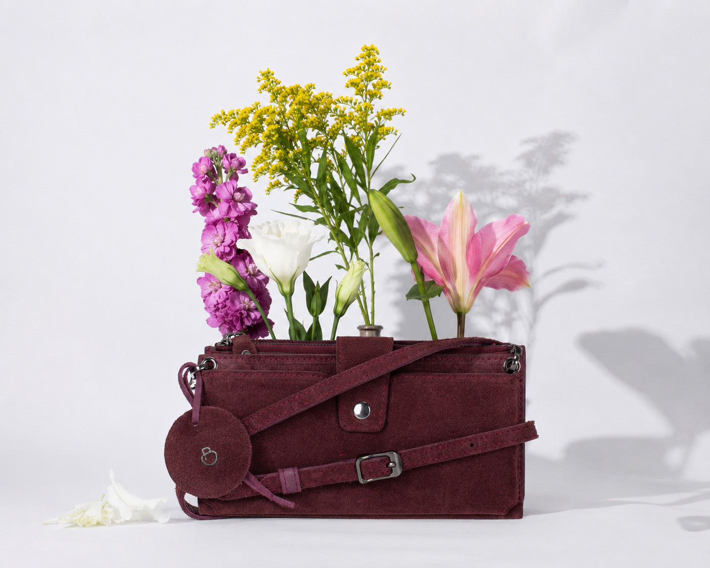 Burgundy Lozan Genuine Leather Crossbody Phone Wallet Bag