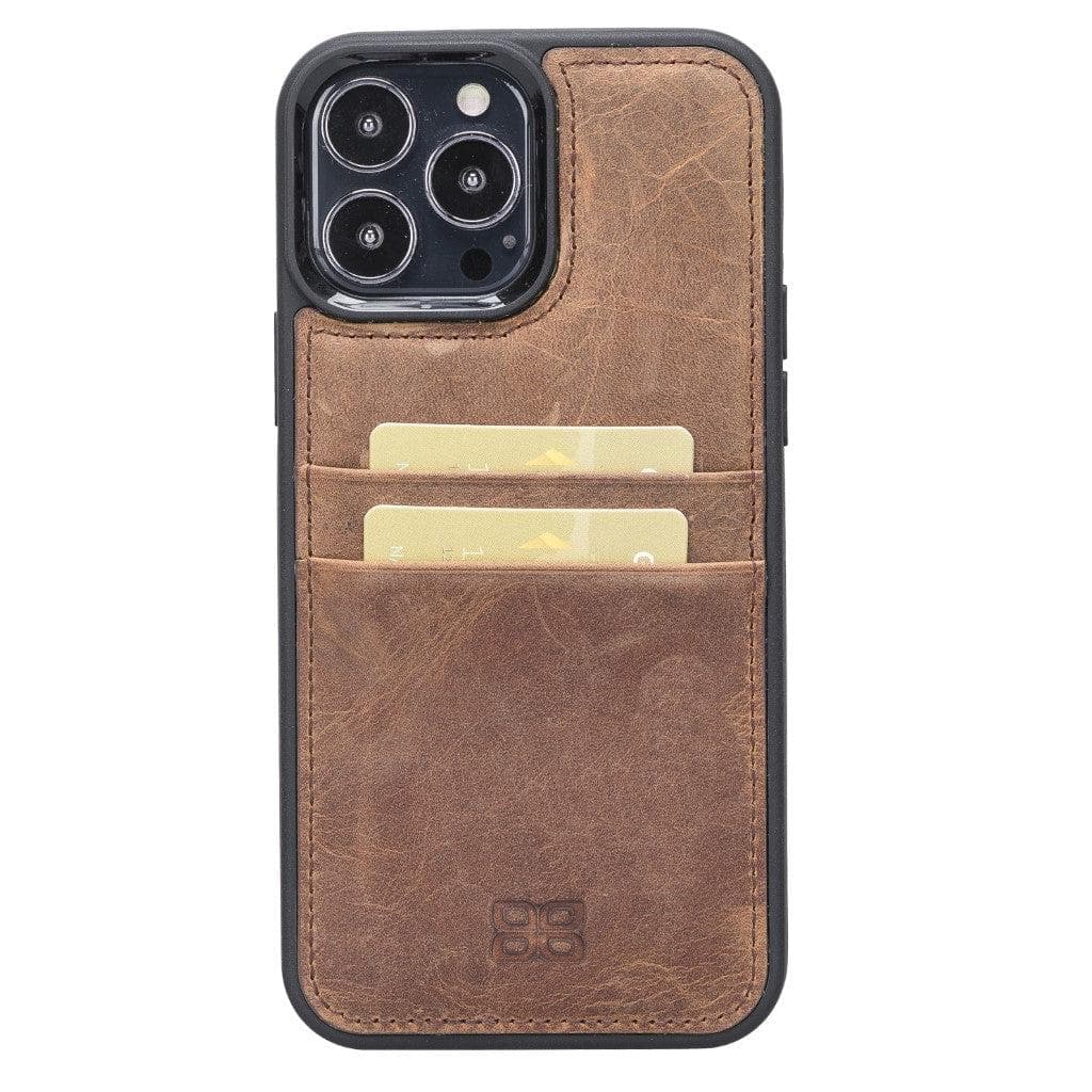 Bouletta Flexible Leather Back Cover with Card Holder for iPhone 13 Series iPhone 13 Pro Max / Antic Brown