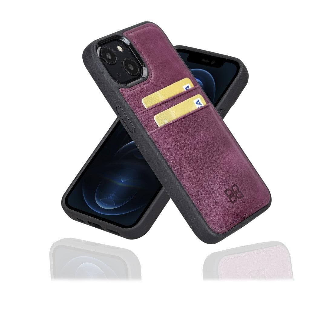 Bouletta Flexible Leather Back Cover with Card Holder for iPhone 13 Series iPhone 13 / Purple