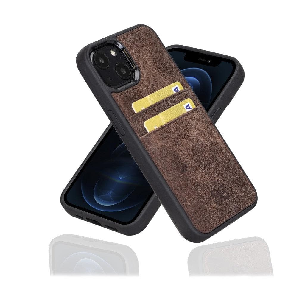 Bouletta Flexible Leather Back Cover with Card Holder for iPhone 13 Series iPhone 13 / Dark Brown