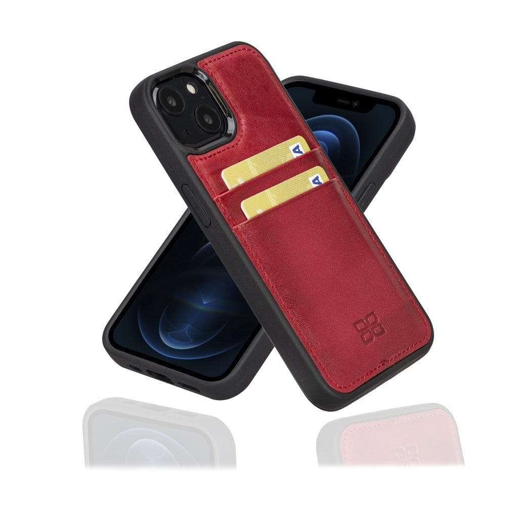 Bouletta Flexible Leather Back Cover with Card Holder for iPhone 13 Series iPhone 13 / Red