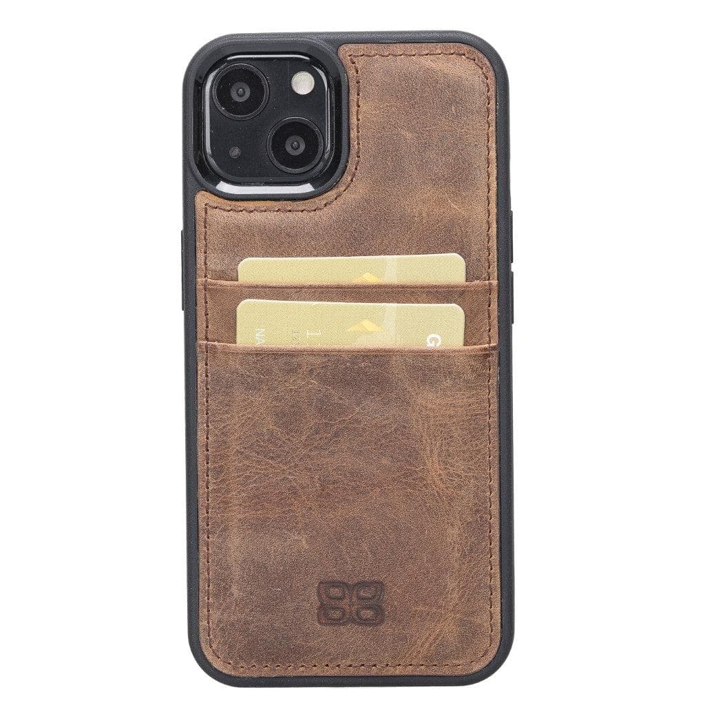 Bouletta Flexible Leather Back Cover with Card Holder for iPhone 13 Series iPhone 13 / Antic Brown