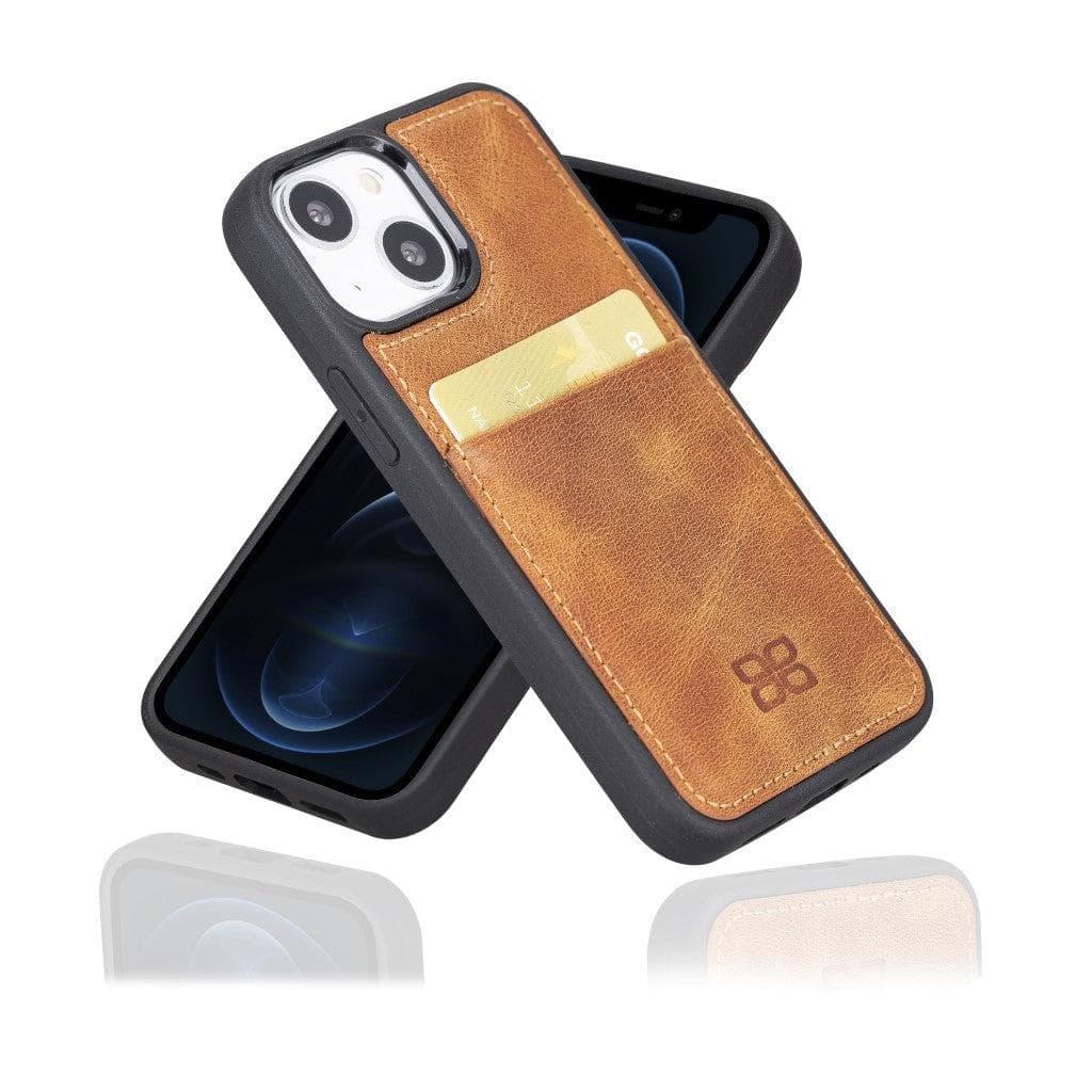 Bouletta Flexible Leather Back Cover with Card Holder for iPhone 13 Series iPhone 13 / Tiguan Tan