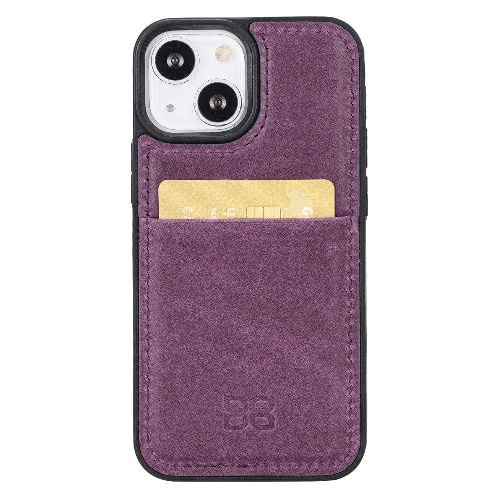 Bouletta Flexible Leather Back Cover with Card Holder for iPhone 13 Series iPhone 13 Mini / Crazy Purple