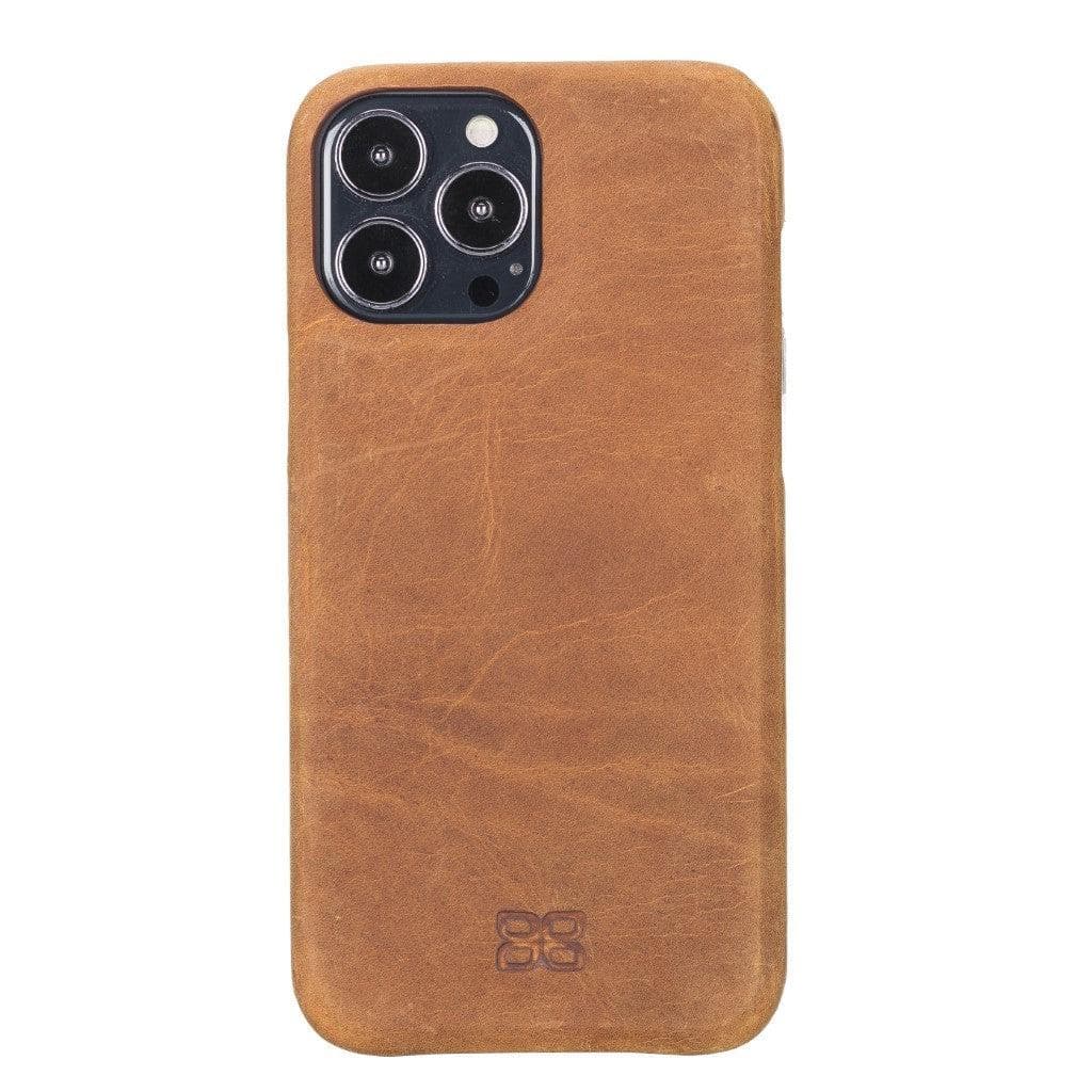 Bouletta Full Leather Coating Back Cover for Apple iPhone 13 Series iPhone 13 Pro Max / Antic Tan