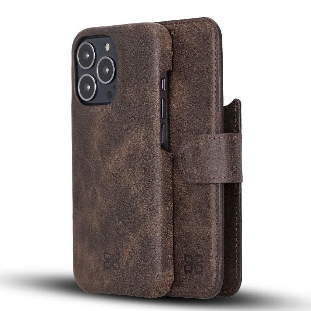 Bouletta Full Leather Coating Detachable Wallet Case for Apple iPhone 13 Series iPhone 13 Pro Max / Dark Brown