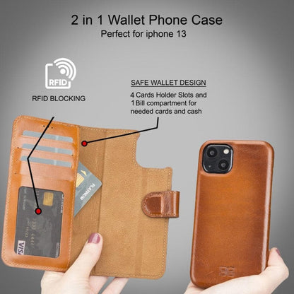 Bouletta Full Leather Coating Detachable Wallet Case for Apple iPhone 13 Series