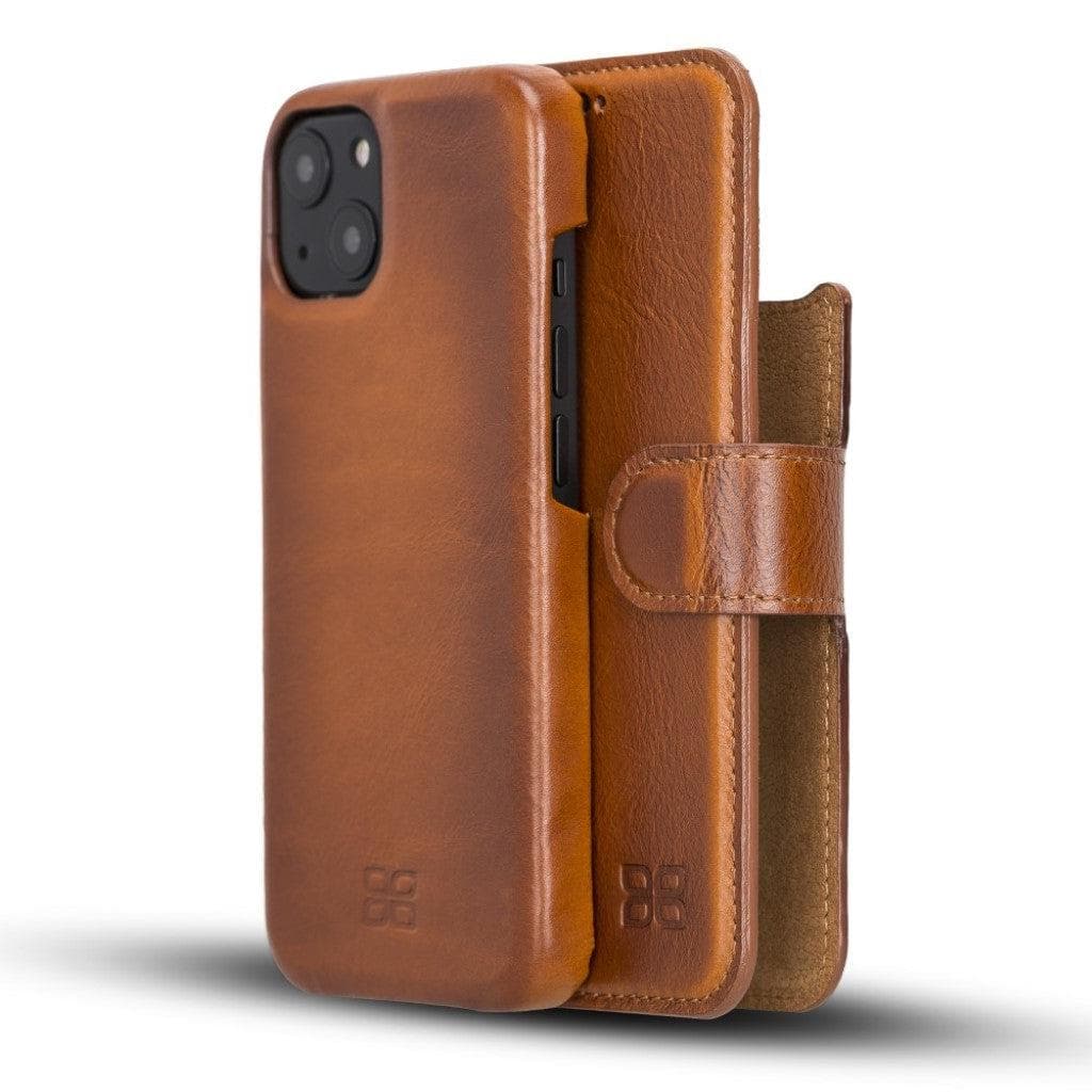 Bouletta Full Leather Coating Detachable Wallet Case for Apple iPhone 13 Series iPhone 13 / Tan