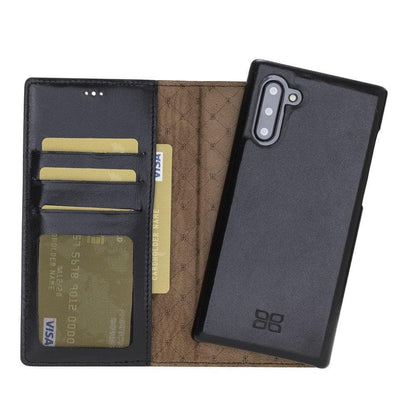 Bouletta Full Leather Coating Detachable Wallet Case for Apple Samsung Note 10 Series Note 10 / Black