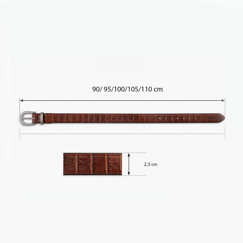 Bloom in Still Women Genuine Leather Belt - Camel Croco