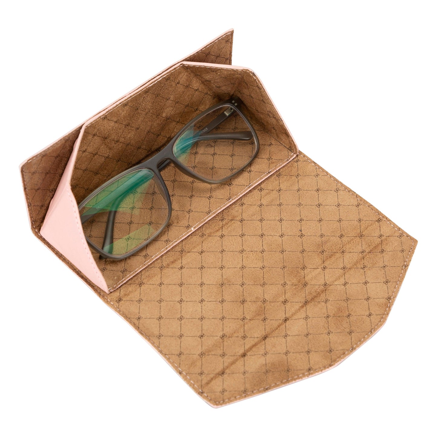 Bouletta Handmade Genuine Leather Eyewear Case - Magnetic Triangular Design Pink