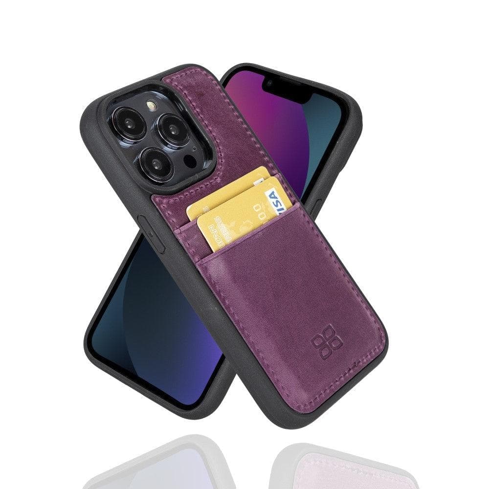 Bouletta Leather Case for iPhone 15 Series with Card Holder iPhone 15 Pro Max / Purple / Leather