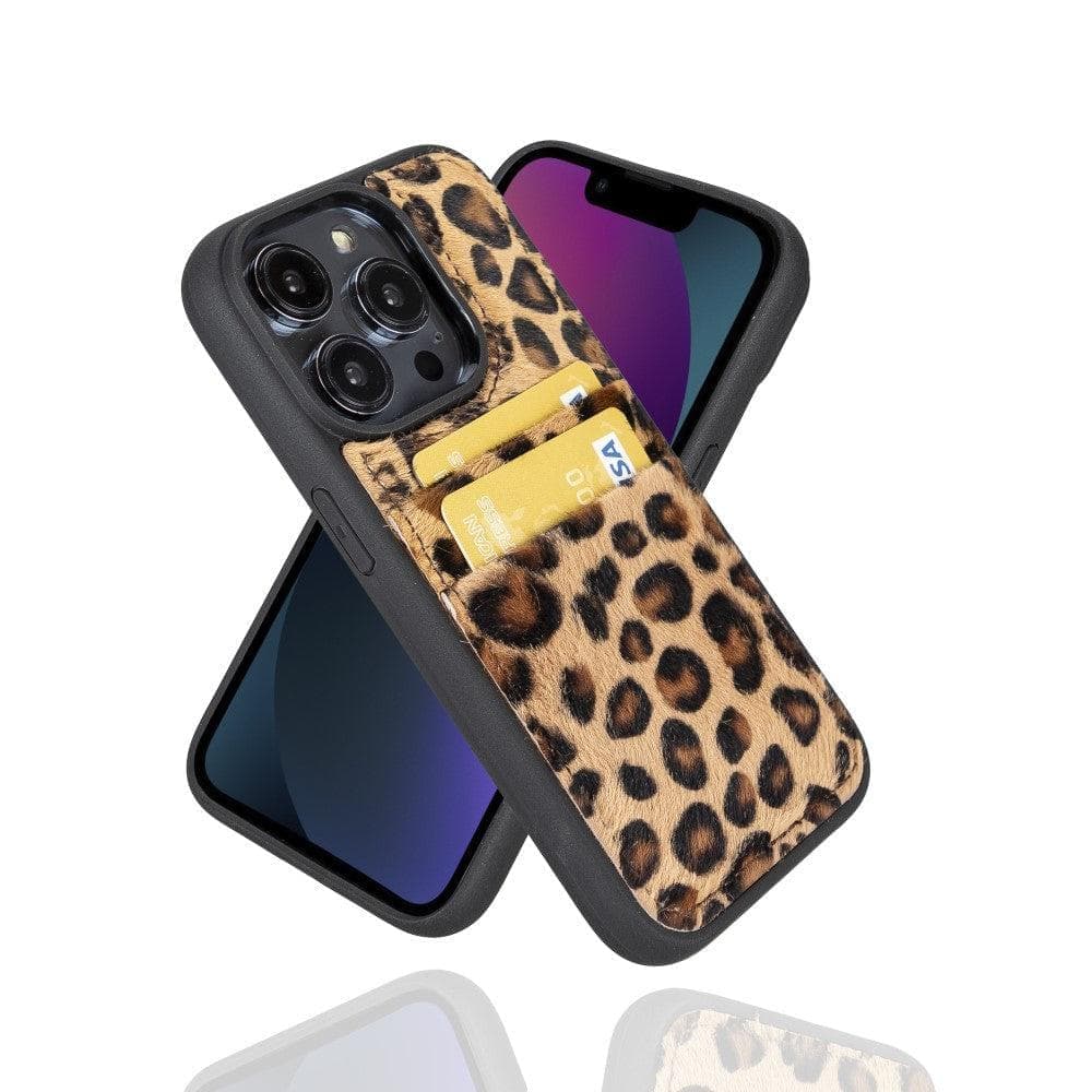 Bouletta Leather Case for iPhone 15 Series with Card Holder iPhone 15 Pro Max / Leopard / Leather