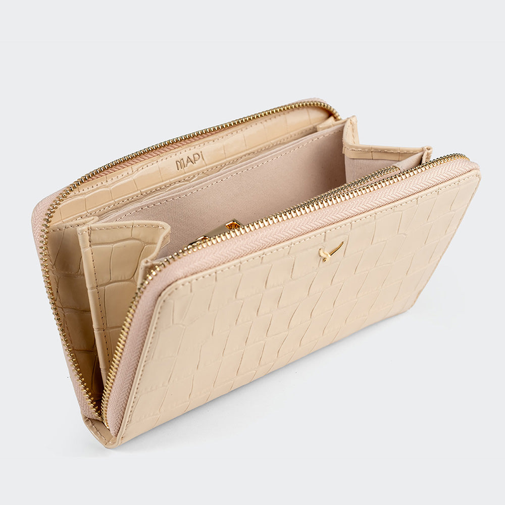 5110 Women Large Leather Wallet With Triple Compartments