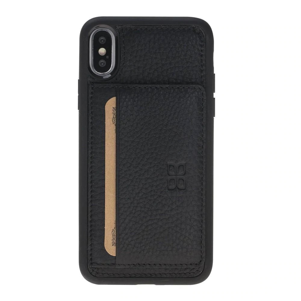 Bouletta Apple iPhone X and iPhone XS Flexible Leather Back Cover with Stand Flother Black