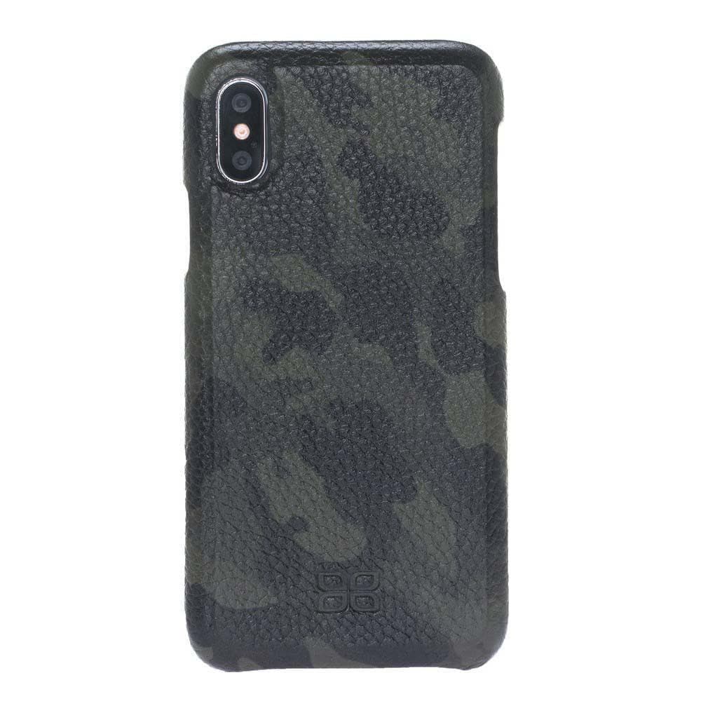 Bouletta Apple iPhone X and iPhone XS Full Covered Genuine Leather Case Camouflage Green