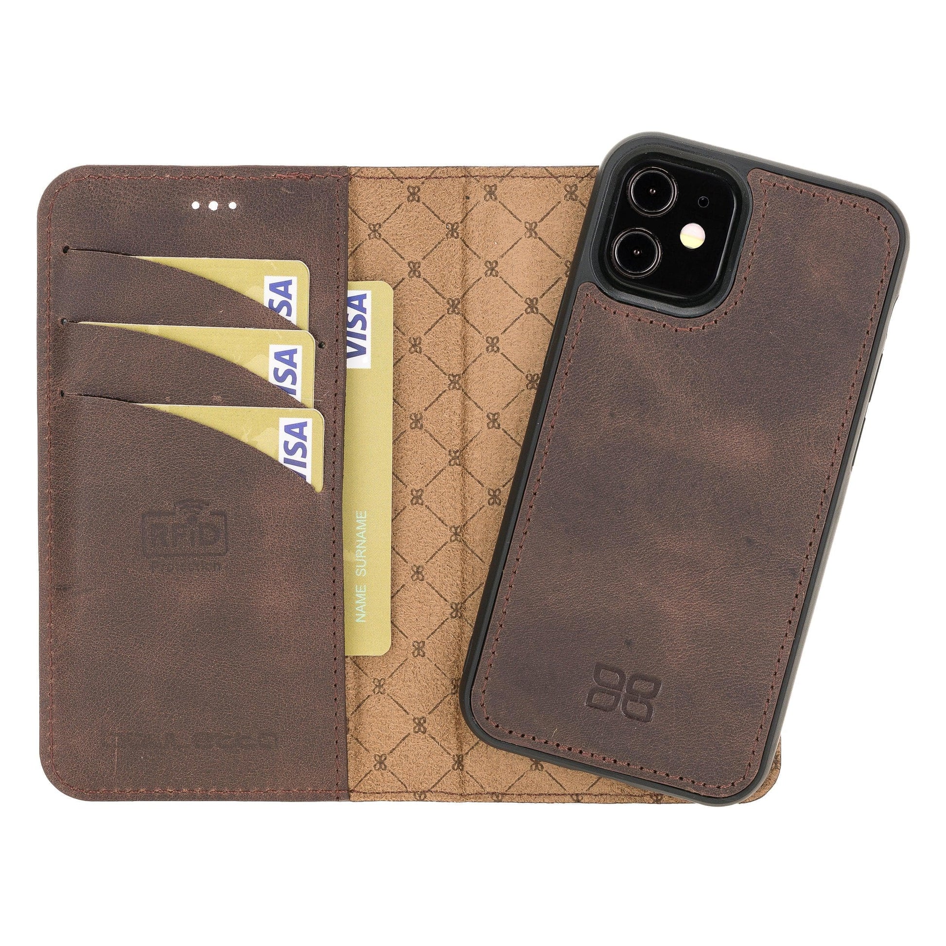 Bouletta Detachable Leather Wallet Cases for Apple iPhone 12 Series iPhone 12 Mini / Dark Brown