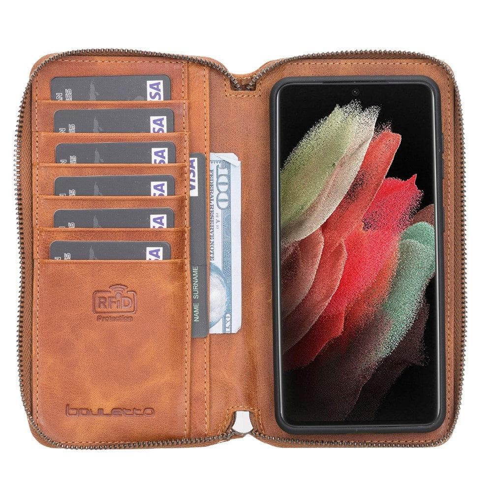 Bouletta Detachable Leather Zipper Wallet Cases for Samsung Galaxy S21 Series