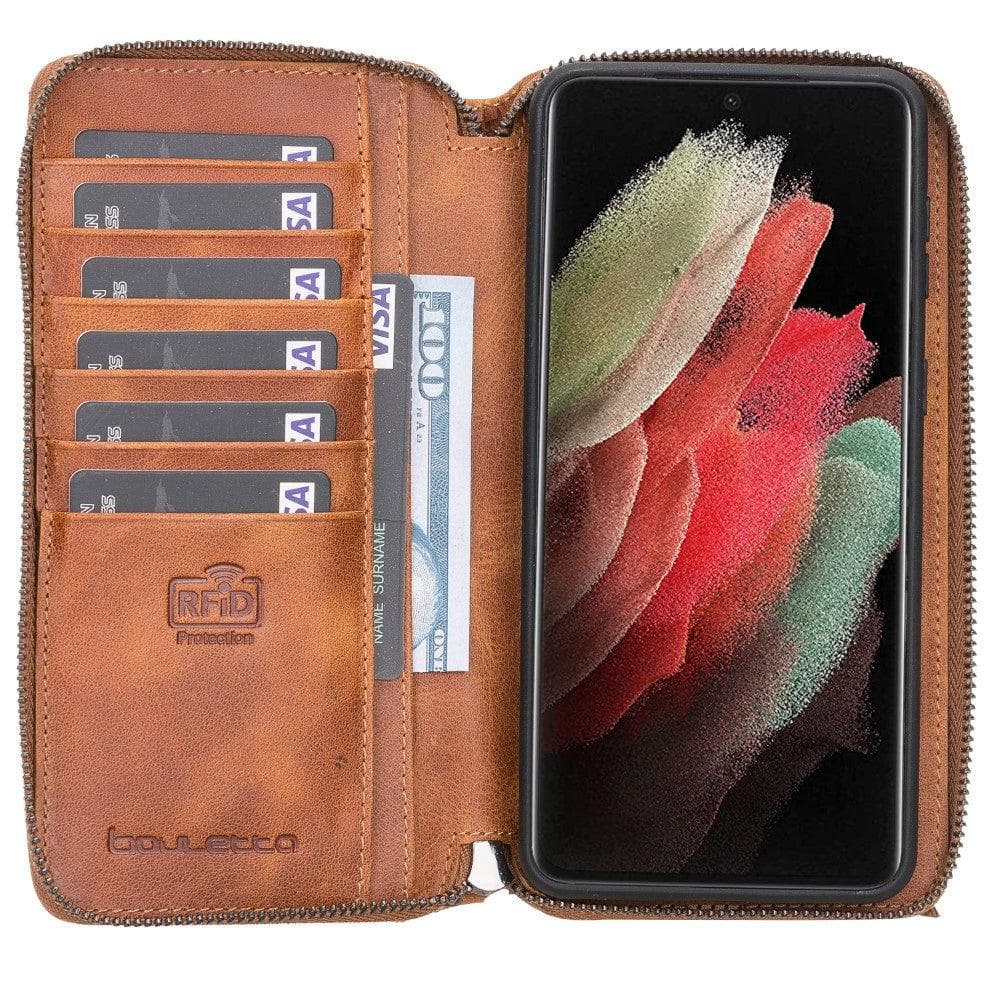 Bouletta Detachable Leather Zipper Wallet Cases for Samsung Galaxy S21 Series