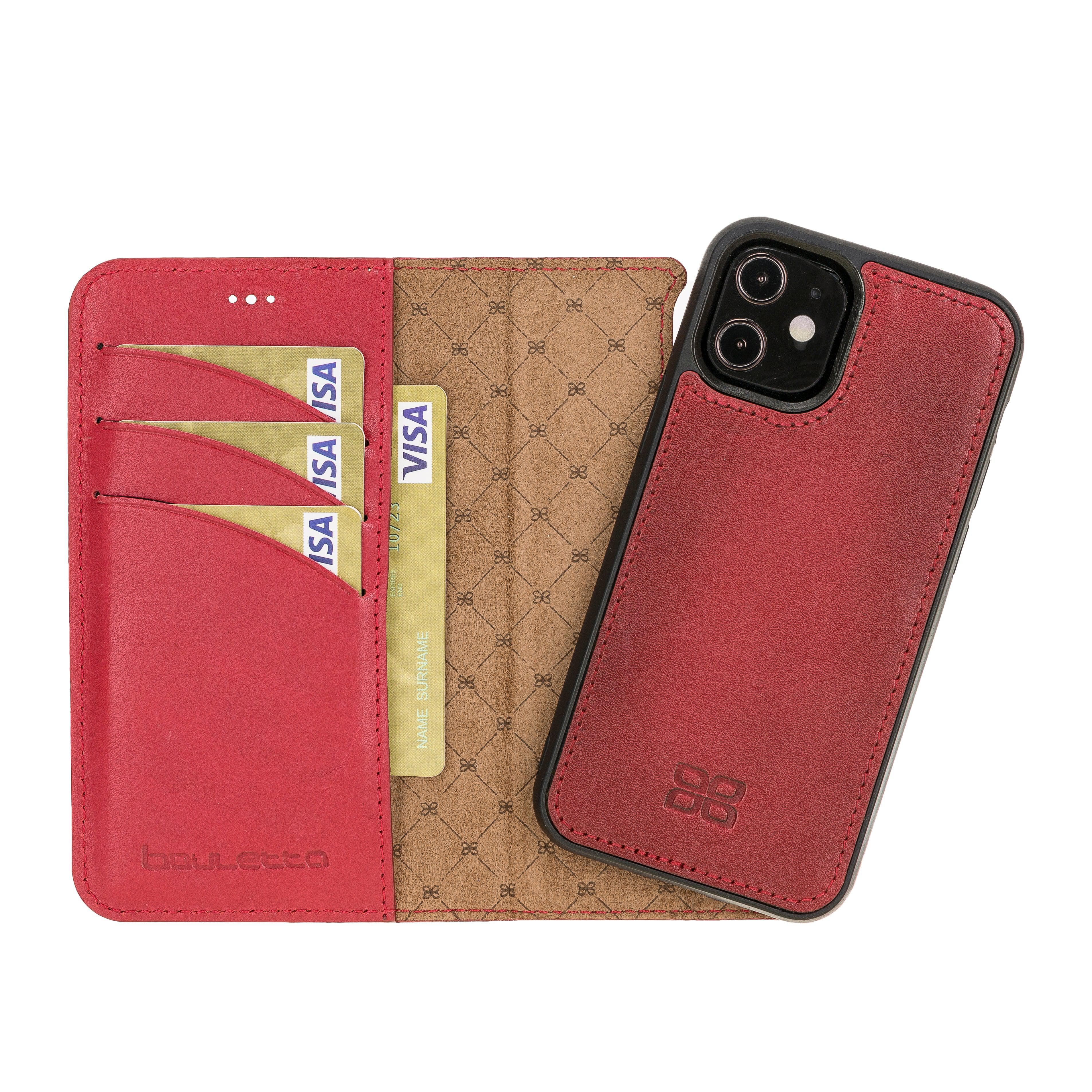 Bouletta Detachable Leather Wallet Cases for Apple iPhone 12 Series iPhone 12 Mini / Red