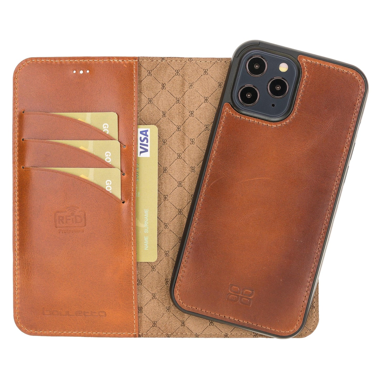 Bouletta Detachable Leather Wallet Cases for Apple iPhone 12 Series iPhone 12 Pro Max / Tan