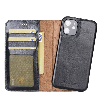 Bouletta F360 Magnetic Detachable Leather Wallet Cases for Apple iPhone 12 Series iPhone 12 / Black